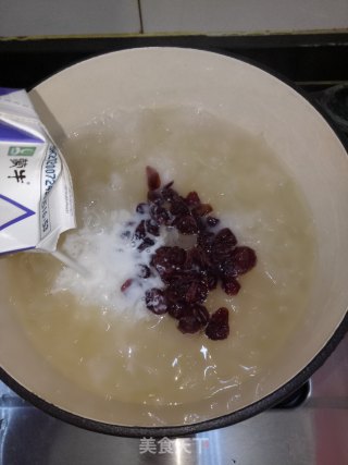 蔓越莓牛奶炖银耳的做法步骤：4