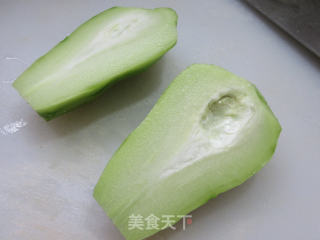 圆蛤肉炒佛手瓜的做法步骤：4