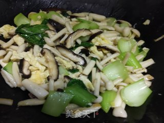 双菇炒油菜的做法步骤：14