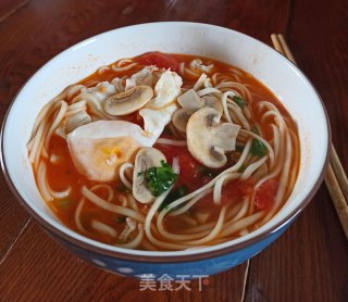 西红柿蘑菇鸡蛋汤面的做法步骤：7