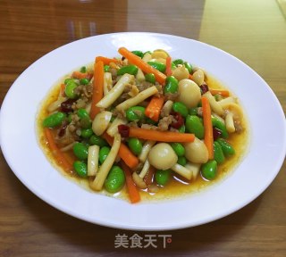 白玉菇炒毛豆的做法步骤：6