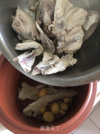 花胶板栗椰青炖鸡的做法步骤：5
