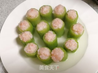 轻食少油 健康美味的～～丝瓜酿虾滑的做法步骤：6