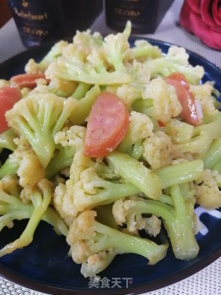 花菜炒香肠的做法步骤：6
