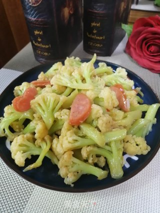 花菜炒香肠的做法步骤：7