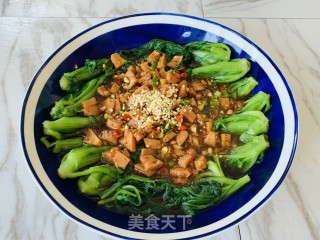 火麻浇汁茼蒿的做法步骤：9