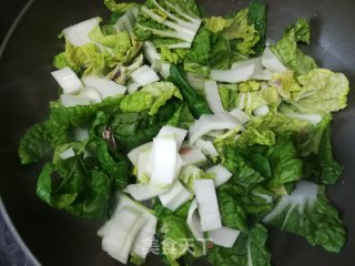 黄心菜炒人造肉的做法步骤：6