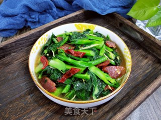 腊肠炒芥兰的做法步骤：13