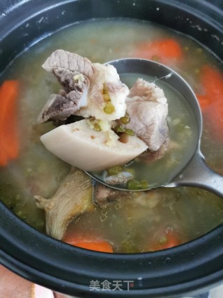 莲藕胡萝卜绿豆炖扇骨的做法步骤：8