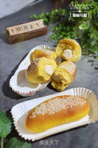 南瓜芝麻鸡肉面包的做法步骤：11