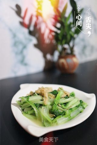 腐竹皮炒青菜的做法步骤：5