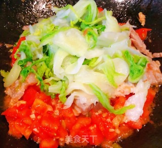 西红柿白菜炒五花肉的做法步骤：8