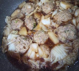 白菜萝卜炖肉圆的做法步骤：10