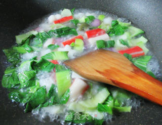 青菜蟹味棒花色年糕的做法步骤：5