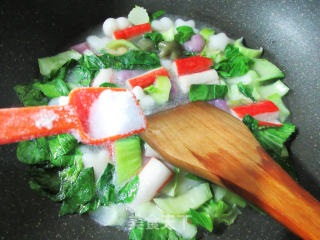 青菜蟹味棒花色年糕的做法步骤：6