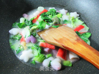 青菜蟹味棒花色年糕的做法步骤：8