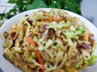 肉丝蔬菜炒饼的做法步骤：18