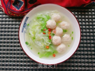白菜虾丸汤的做法步骤：11
