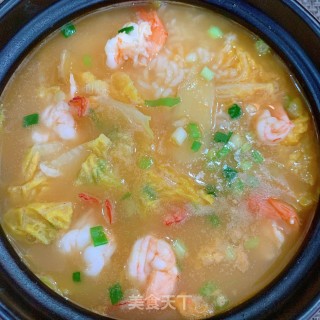 白菜鲜虾粥的做法步骤：16