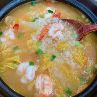 白菜鲜虾粥的做法步骤：17
