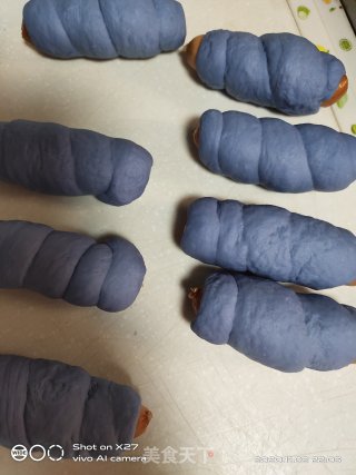 蝶豆花热狗面包卷的做法步骤：10