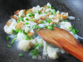 油条花菜羹的做法步骤：9