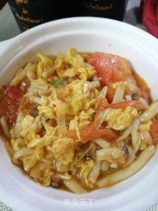 西红柿鸡蛋炒海鲜菇的做法步骤：9