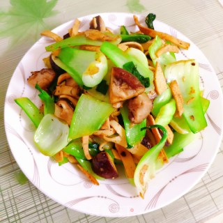 香菇油菜豆腐皮的做法步骤：7
