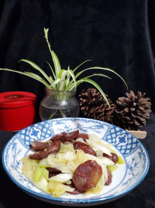 大葱炒腊肠的做法步骤：9