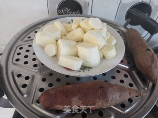 山药紫薯糕的做法步骤：1