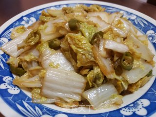 白菜炒线椒的做法步骤：6