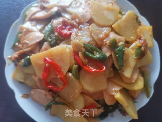 香辣土豆炒火腿的做法步骤：4
