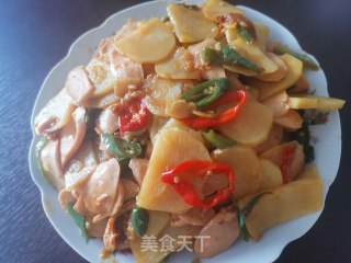 香辣土豆炒火腿的做法步骤：5