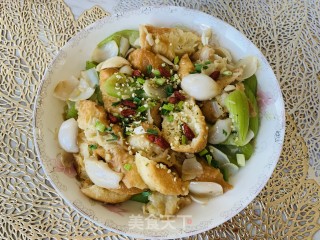 火麻仁丝瓜百合烩油条的做法步骤：7