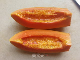 桂花冰糖炖木瓜的做法步骤：1