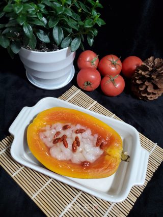 雪蛤炖木瓜的做法步骤：6