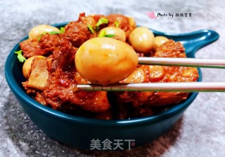 鹌鹑蛋烧排骨的做法步骤：15