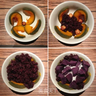 南瓜紫薯八宝饭的做法步骤：6