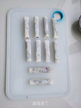 酥脆奶香紫薯卷的做法步骤：6