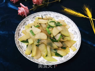 山药炒佛手瓜的做法步骤：3