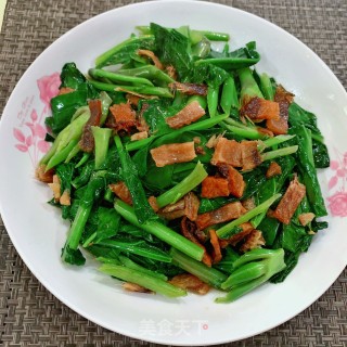 芥蓝炒鱼干的做法步骤：9