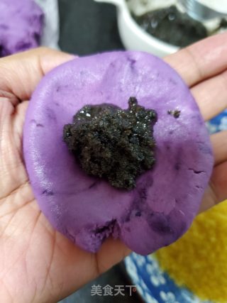 黑芝麻馅紫薯糯米饼的做法步骤：5
