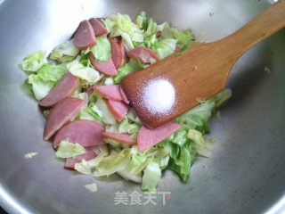 火腿炒圆白菜的做法步骤：5