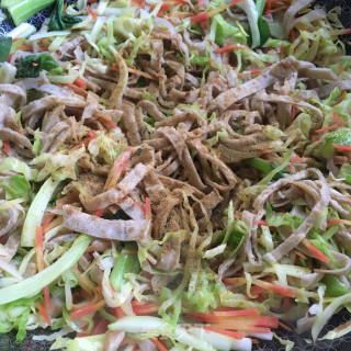 韭黄鸡蛋炒荞麦饼的做法步骤：10