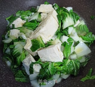 鸡汤炖冻豆腐青菜的做法步骤：6