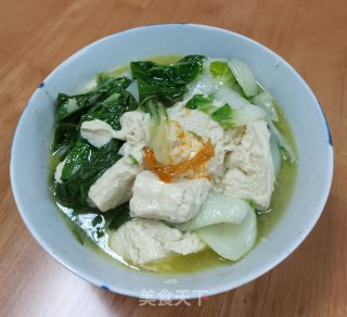 鸡汤炖冻豆腐青菜的做法步骤：8