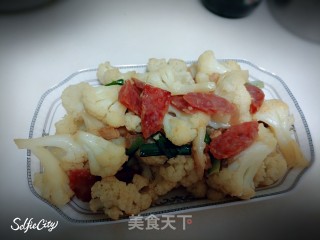 菜花炒腊肠的做法步骤：10