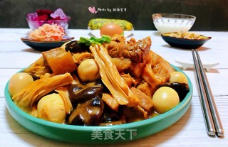 腐竹鹌鹑蛋香菇炖五花肉的做法步骤：19