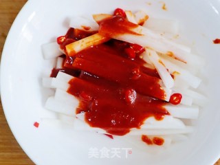 开胃小菜????甜辣白萝卜干（做法简单快速腌制凉菜、咸菜）的做法步骤：5