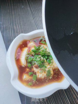 大骨汤蒸豆腐的做法步骤：7
